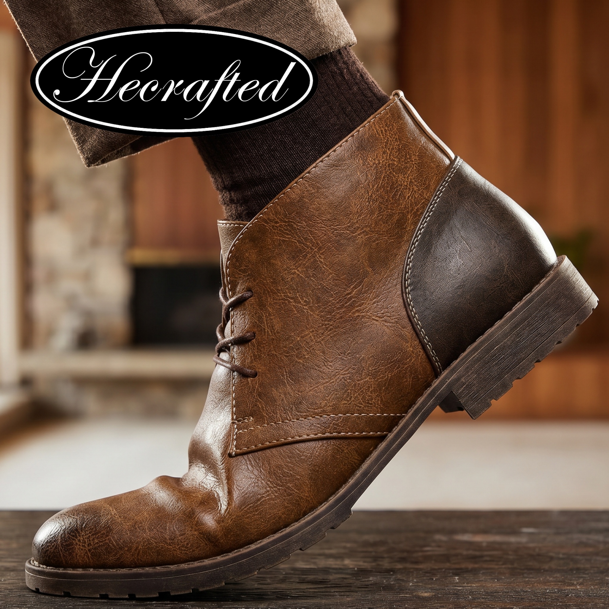 Guipure Lace Panel - Boots Men Brand Retro Comfortable Casual