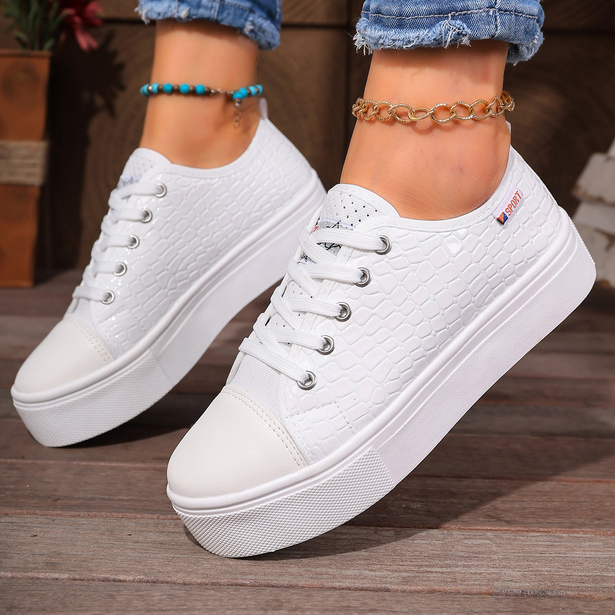 Guipure Lace Panel - New women's flat casual single shoes,