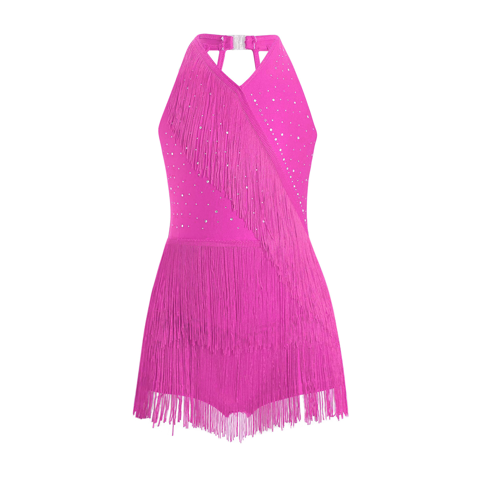 Kids Girls Latin Leotard Dress - Rhinestone Banding Trim ulasan dan harga