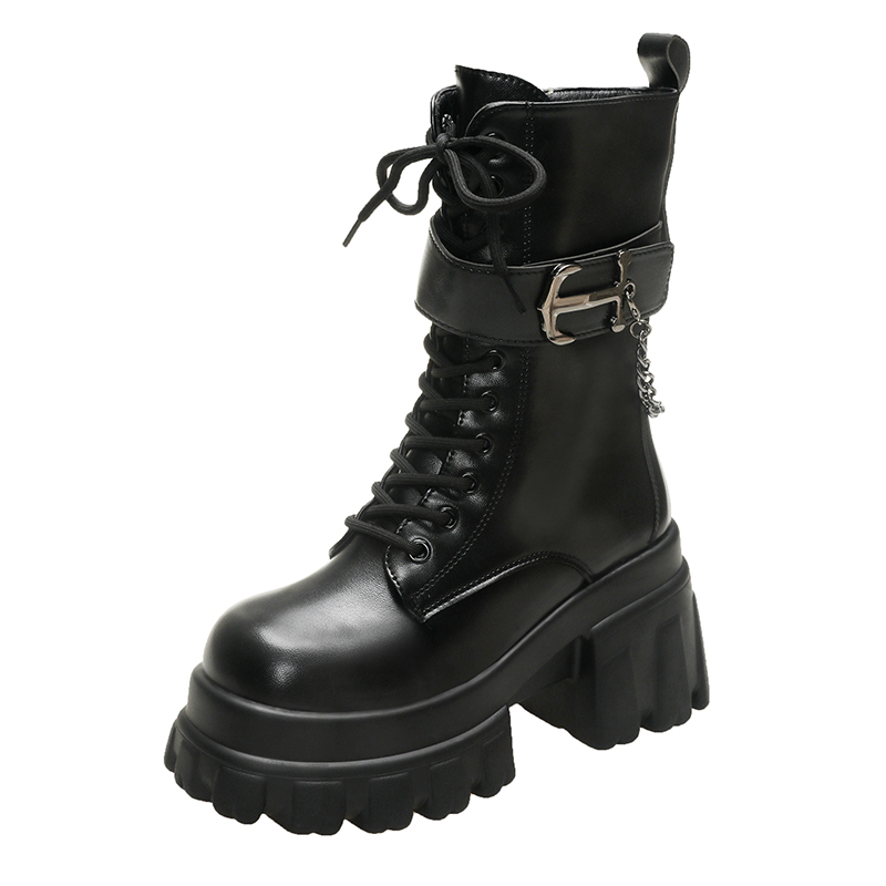 11cm Woman Hidden Wedges Boots - Guipure Lace Panel ulasan dan harga