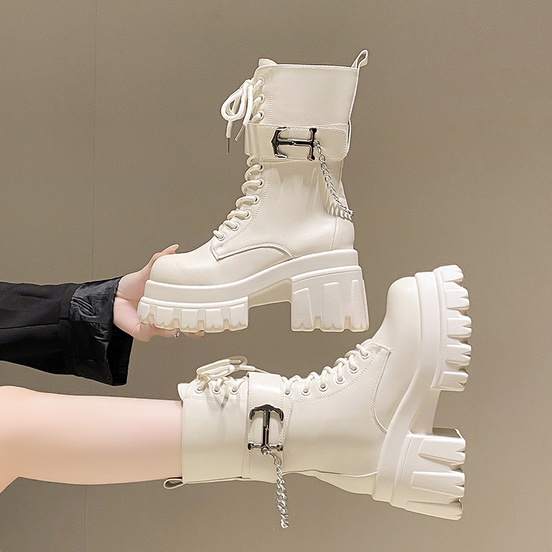 11cm Woman Hidden Wedges Boots - Guipure Lace Panel ulasan dan harga