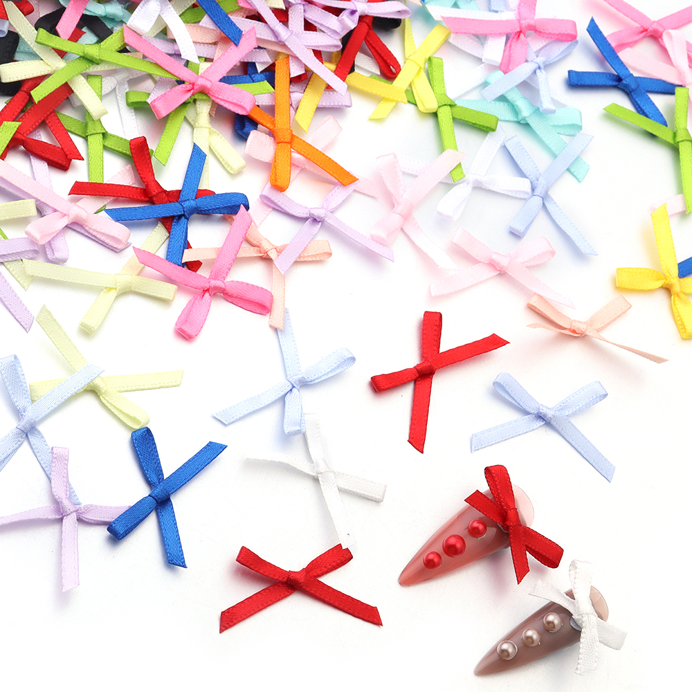 50Pcs 2.5x3cm Ribbons Mini Sat - Christmas Craft Embellishment ulasan dan harga