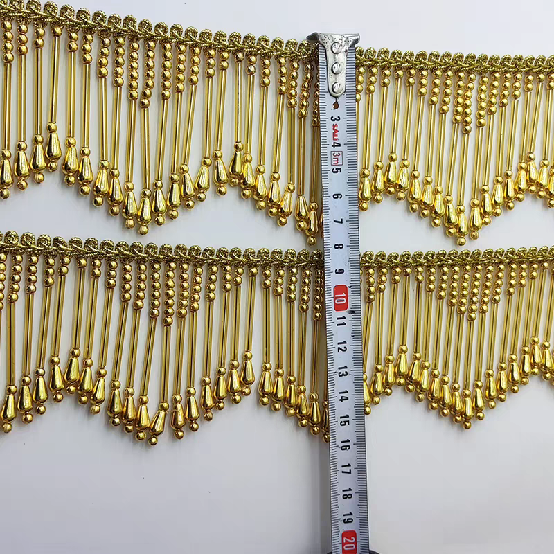 8cm Wide Gold, Silver, Beaded  - Beaded Trim Fringe ulasan dan harga