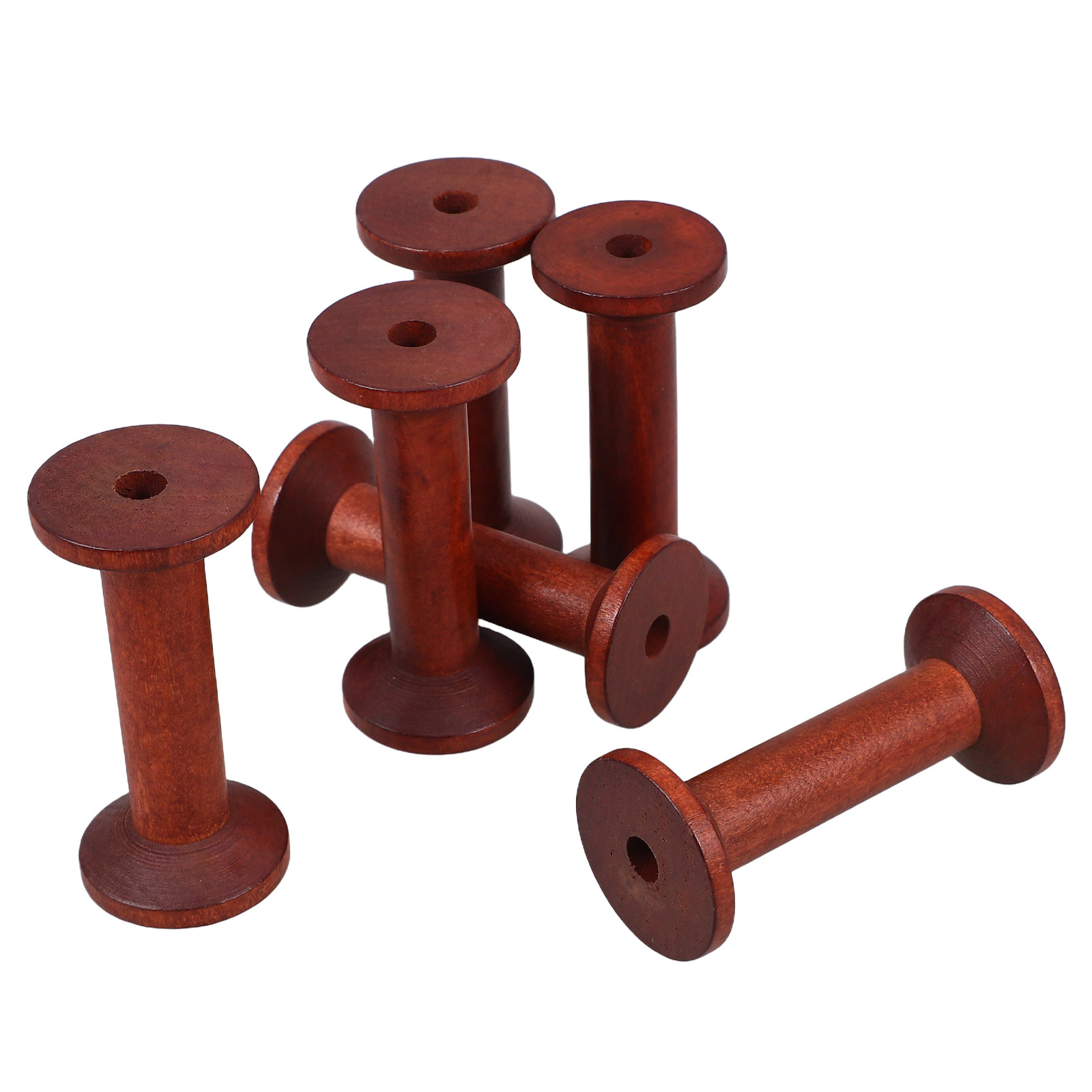6Pcs Smooth Wood Thread Spools - Embroidery Craft ulasan dan harga