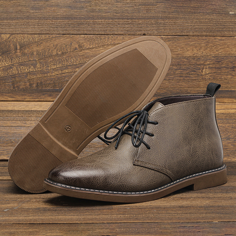New Retro Style Men Boots leat - Guipure Lace Panel ulasan dan harga