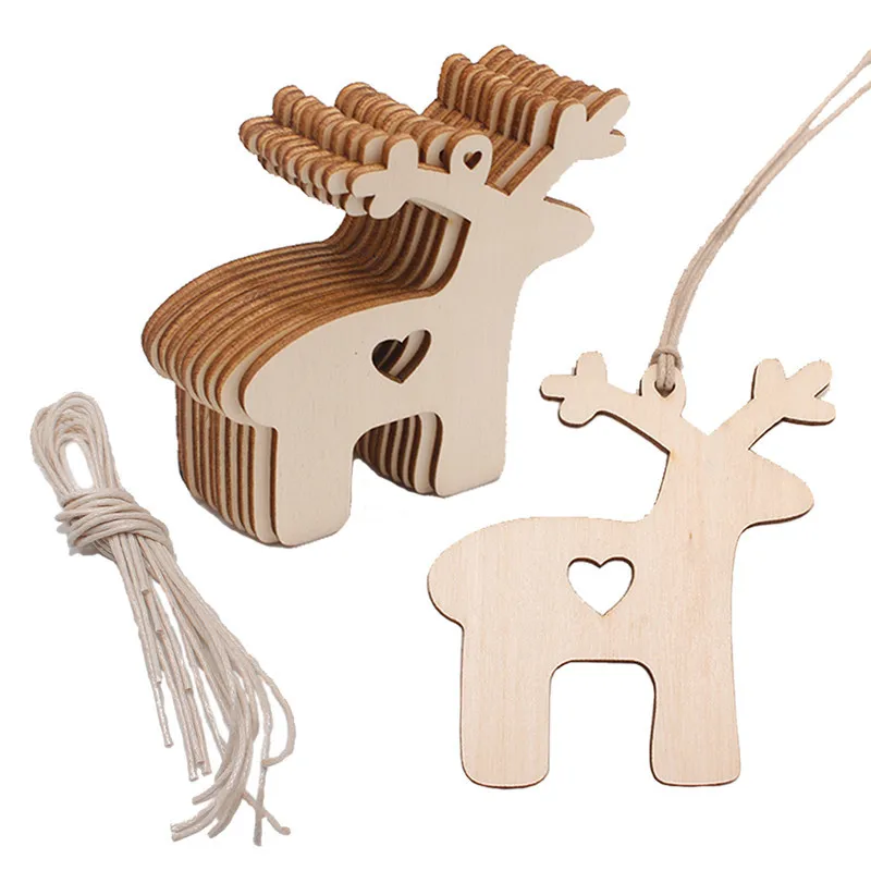10PCS Wooden Tree Bell Deer Un - Christmas Craft Embellishment ulasan dan harga
