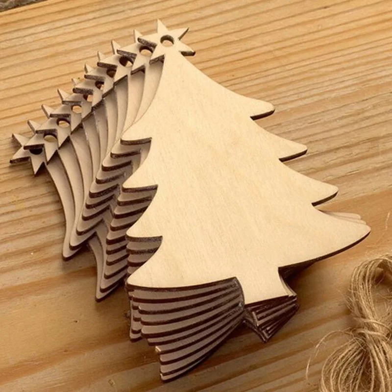 10PCS Wooden Tree Bell Deer Un - Christmas Craft Embellishment ulasan dan harga