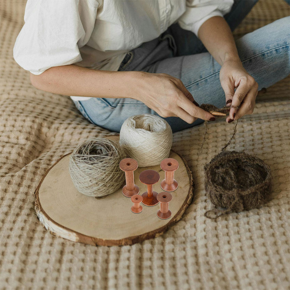 7Pcs Wooden Spools Set Smooth  - Embroidery Craft ulasan dan harga