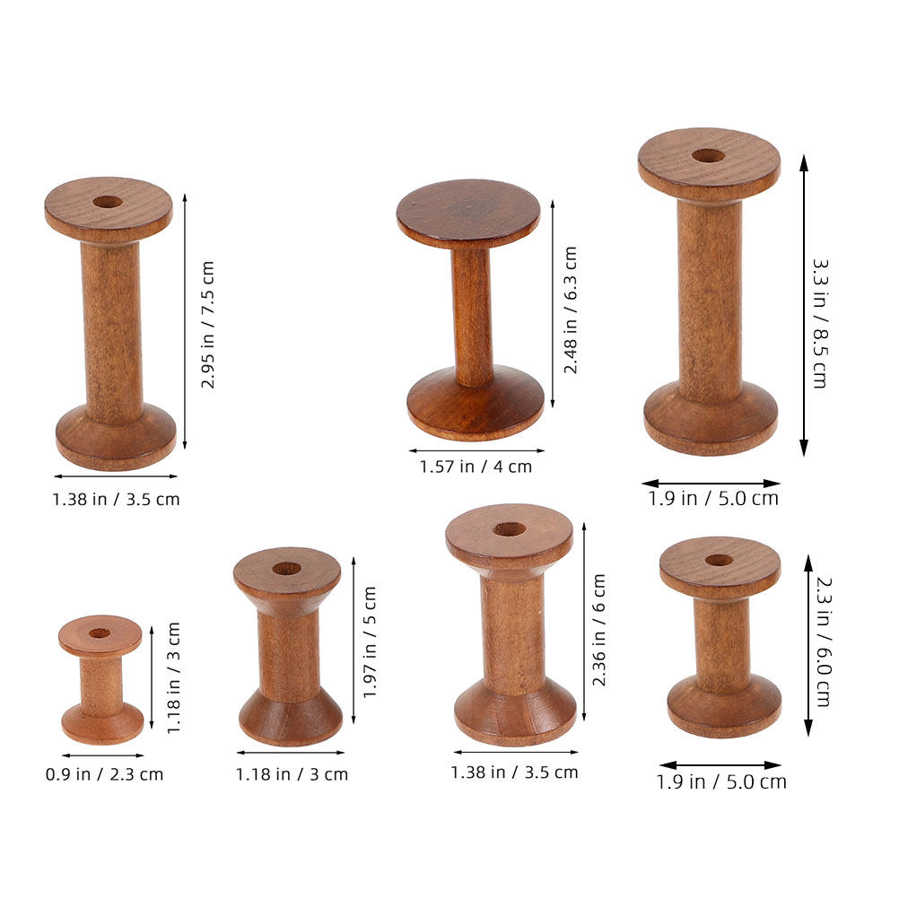7Pcs Wooden Spools Set Smooth  - Embroidery Craft ulasan dan harga
