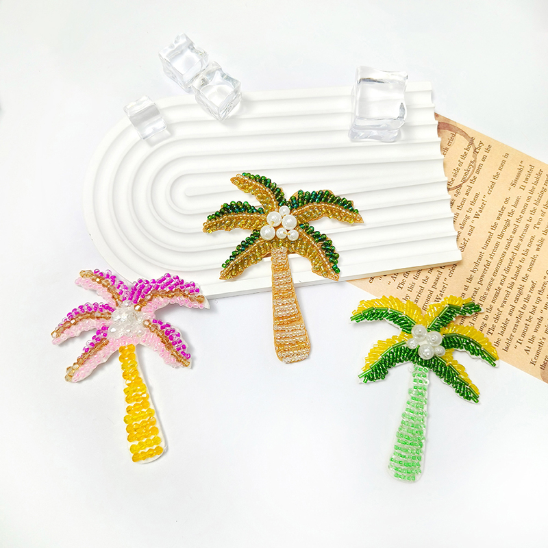 1Pc 3D Coconut Tree Beaded Pat - Craft Embellishment ulasan dan harga