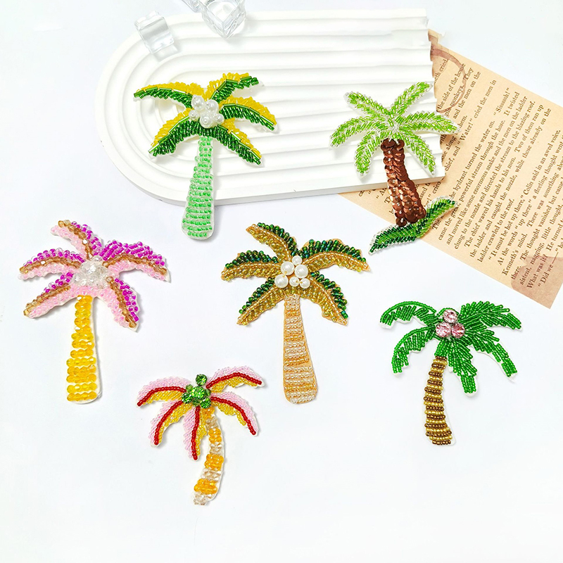 1Pc 3D Coconut Tree Beaded Pat - Craft Embellishment ulasan dan harga