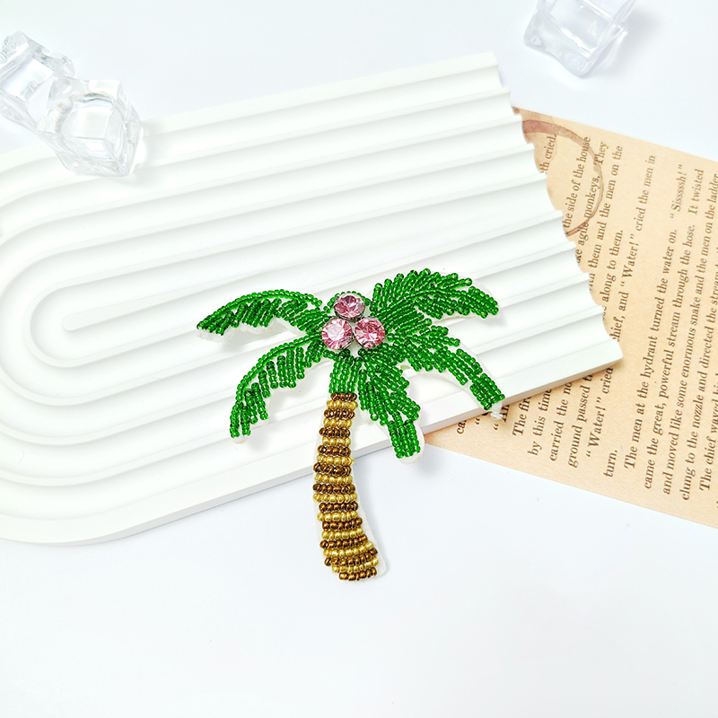 1Pc 3D Coconut Tree Beaded Pat - Craft Embellishment ulasan dan harga