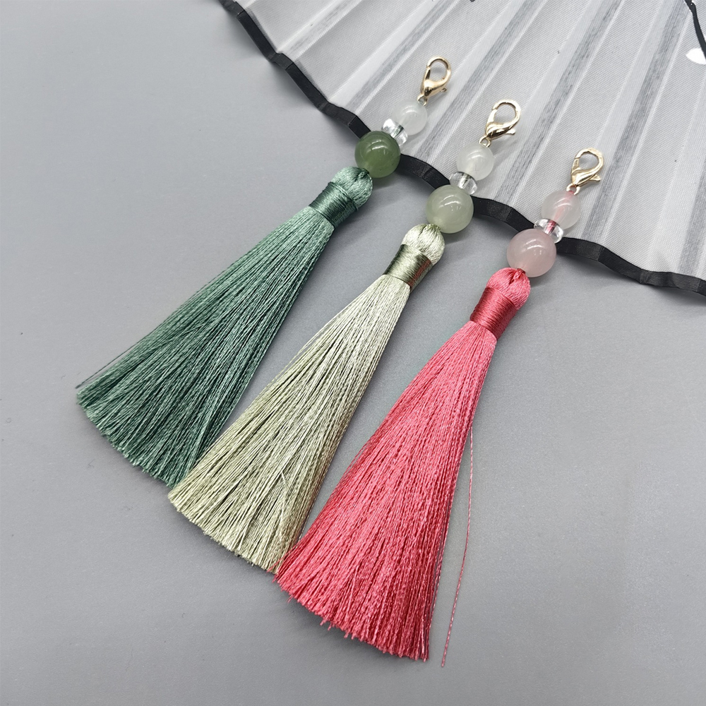8cm Lobster Clasp Tassel Charm - Beaded Trim Fringe ulasan dan harga