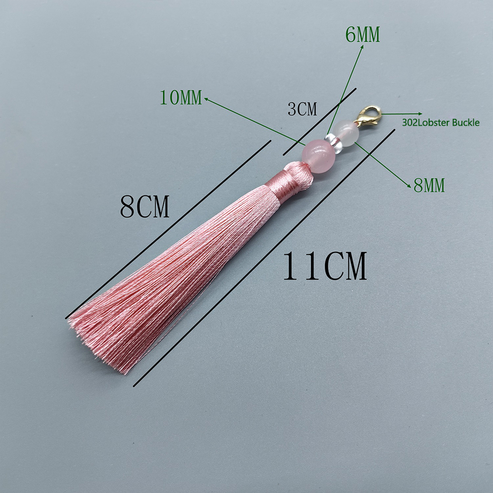 8cm Lobster Clasp Tassel Charm - Beaded Trim Fringe ulasan dan harga