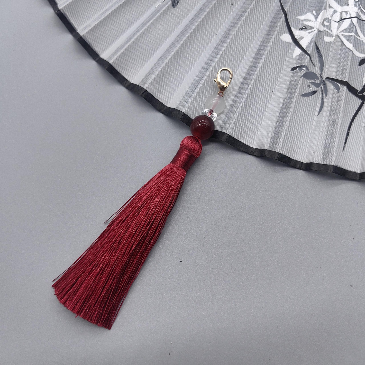 8cm Lobster Clasp Tassel Charm - Beaded Trim Fringe ulasan dan harga
