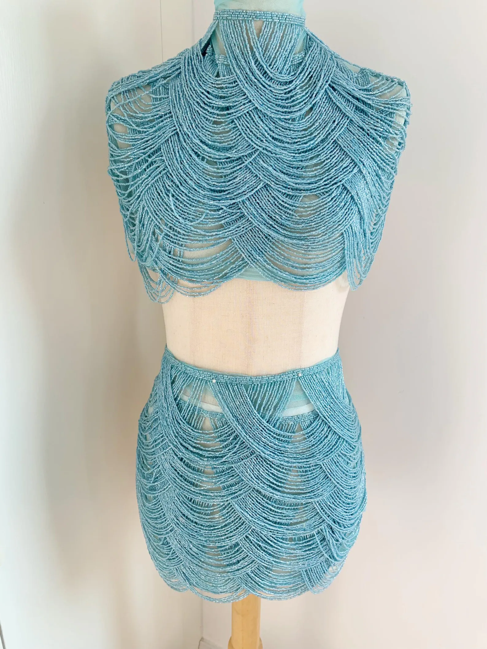 Light Blue Chains Cape Fabric, - Beaded Trim Fringe ulasan dan harga