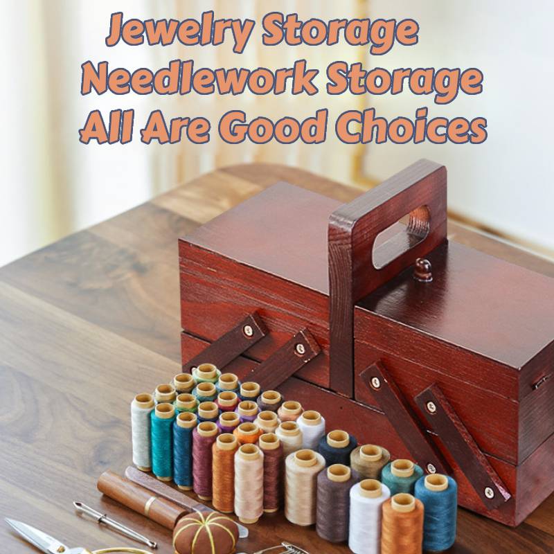 Portable Foldable Wooden Sewin - Craft Embellishment Storage ulasan dan harga