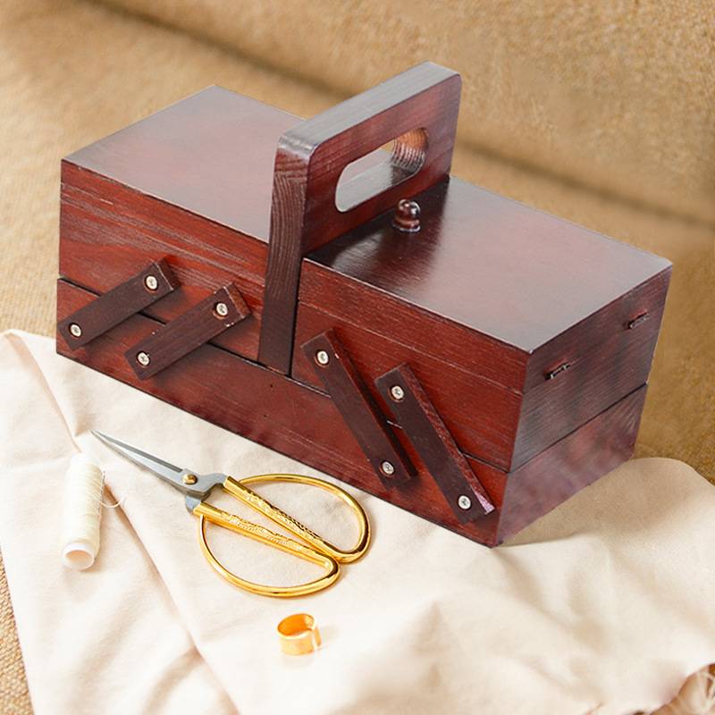 Portable Foldable Wooden Sewin - Craft Embellishment Storage ulasan dan harga