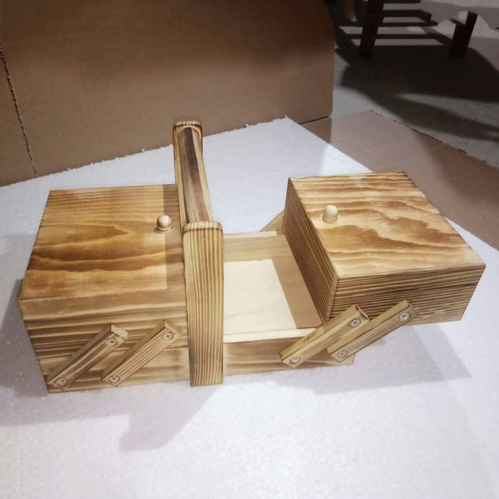 Portable Foldable Wooden Sewin - Craft Embellishment Storage ulasan dan harga