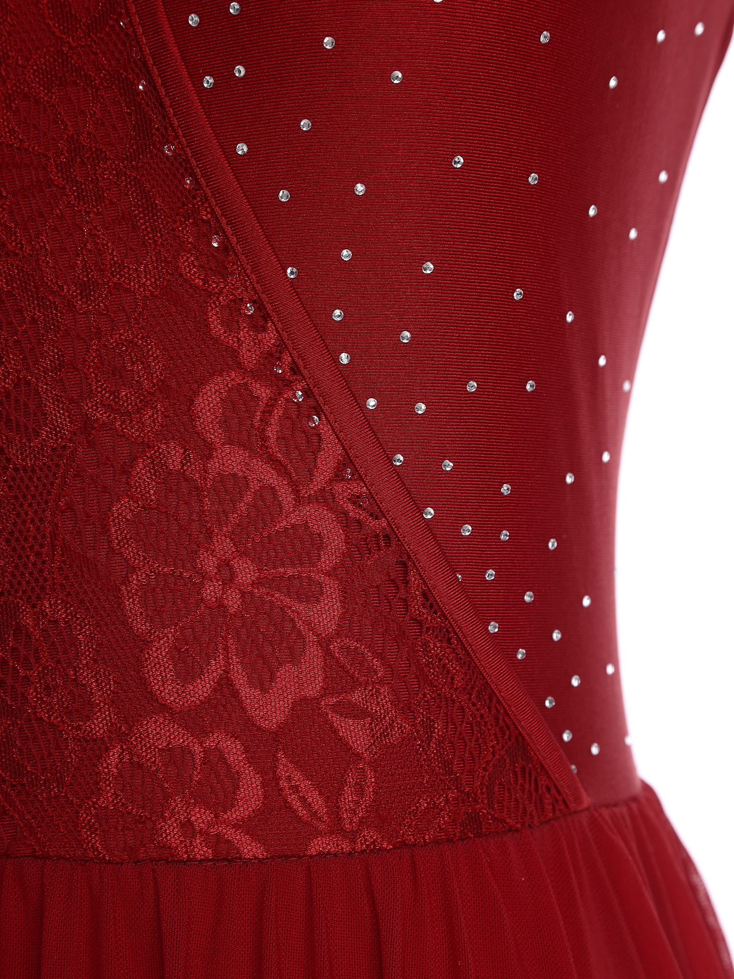 Women Lyrical Dance Dress Flor - Rhinestone Banding Trim ulasan dan harga