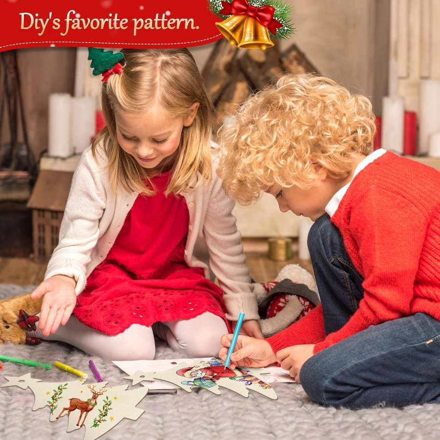 Wooden Ornaments Craft Predril - Christmas Craft Embellishment ulasan dan harga
