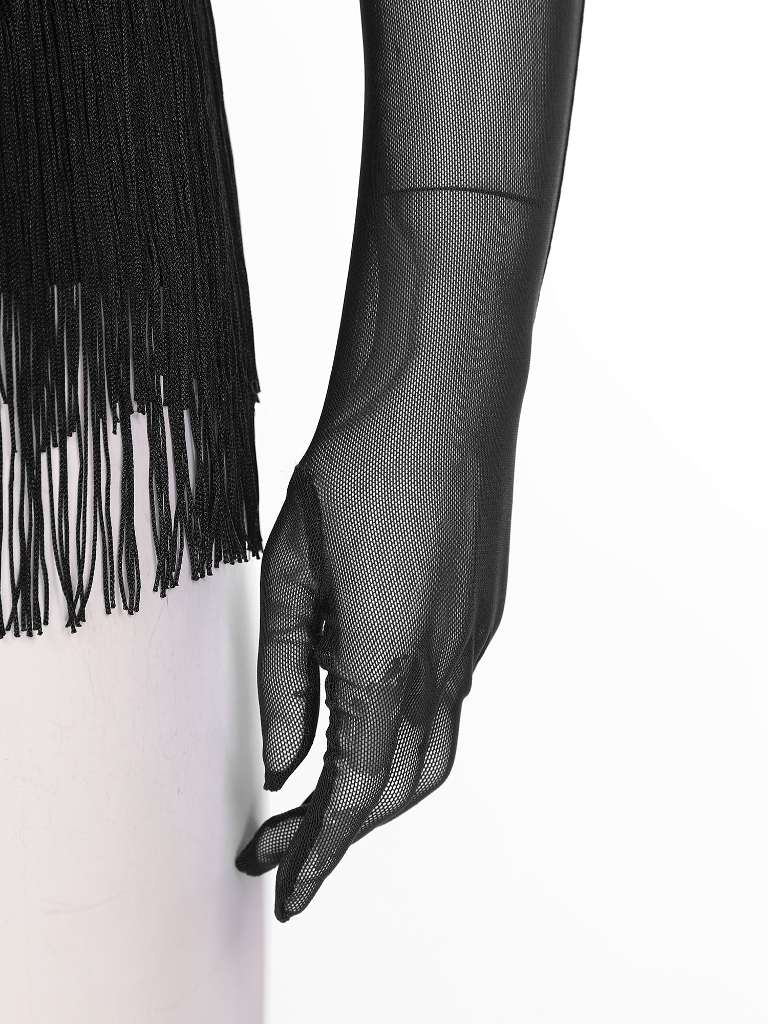 Women Ruched Mesh Tassel Latin - Rhinestone Banding Trim ulasan dan harga