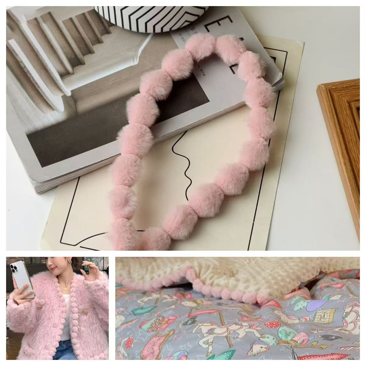 3cm Faux Rabbit Fur Pom Ball L - Fringe Ribbon Sewing ulasan dan harga