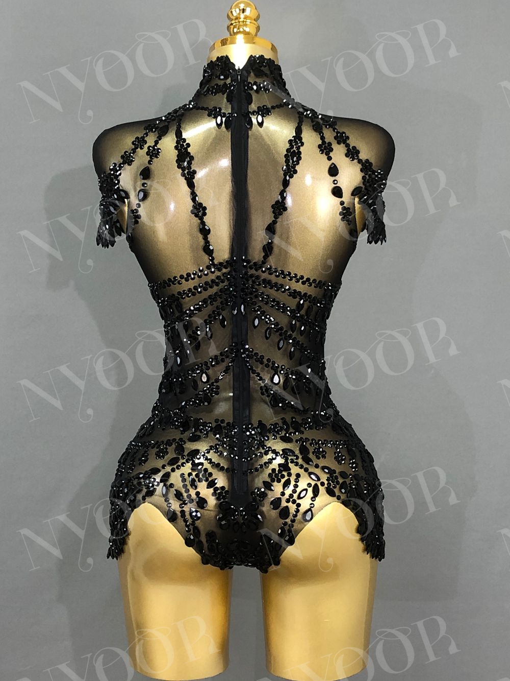 Sparkly Rhinestones Bodysuit W - Rhinestone Banding Trim ulasan dan harga