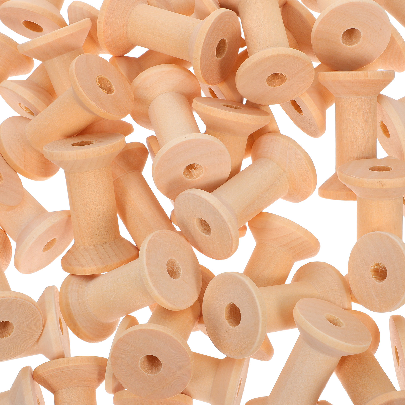 50Pcs Natural Wood Spools Unpa - Embroidery Craft ulasan dan harga